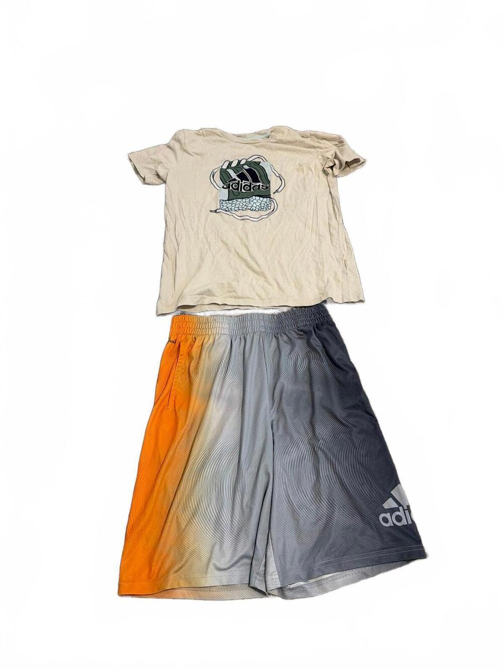 Adidas Boys Outfit Lot of 2 XL Gradient Orange Gray